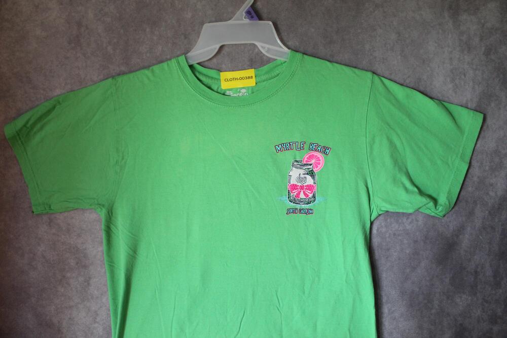 Myrtle Beach Shirt Mens 42 Green Short Sleeve Graphic Mason Jar South Carolina
